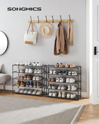 SONGMICS Shoe Rack, 10-Tier Shoe Storage Organizer, Space-Saving, 11 x 32.7 x 62.6 Inches, Entryway, Metal Frame, Non-Woven F