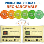 4 Pack 500G Reusable Silica Gel Desiccant Dehumidifier Bags, Color Indicating Moisture Absorbers for Car, Closet, Basement &