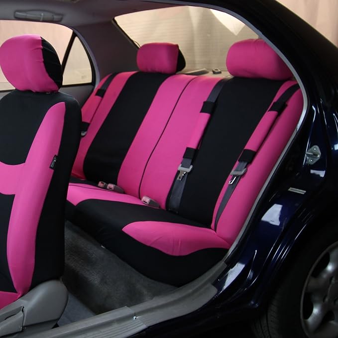 FH Group Light & Breezy Cloth Car Seat Covers, 7 Seater Three Row Set- Airbag & Split Ready -Universal for Cars Trucks and SU