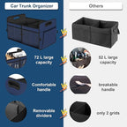 Femuar Car Trunk Organizer,Car Storage Organizer with 72L Large Capacity Waterproof Collapsible and 11 Pockets,Trunk Organize