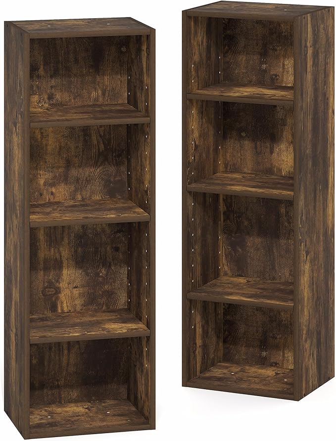 Furinno PASIR Book Shelf, 8-Tier Bookshelf, Bookcase with Open Shelf, 9.3 x 11.8 x 70.9, for Living Room, Bedroom, Home Offic