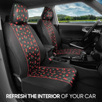 BDK Red Cherry Car Seat Covers for Front Seats, 2 Pack – Classic Pattern with Matching Headrest, Sideless Design for Easy Ins