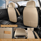 Leather Car Seat Covers Full Set, Waterproof Faux Leather Seat Covers for Cars, Non-Slip Car Interior Covers Universal Fit fo