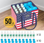 BALEINE 3Pk Reusable Grocery Bags, Foldable Shopping Bags for Groceries with Reinforced Bottom & Handles (Patriot Celebration)