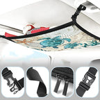 Seaturtle Car Ceiling Cargo Net Pocket Hanging Storage Bag with Zipper 31.5"x21.6" Double-Layer Mesh Car Roof Storage Organizer Long Road Trip Truck SUV Travel Camping