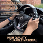 PINCTROT D Shaped Race Grip Steering Wheel Cover, Anti-Slip Silicone Perforated Design with Soft Touch Padding, Enhanced Grip for Sporty Driving Flat Bottom 14.5-15 Inch (Racing Silver)