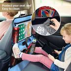 LUCMO Car Backseat Organizer with Touch Screen Tablet Holder-2 Pcs,9 Storage Pockets Car Storage Organizer Protectors Kick Mats Travel Accessories for Kids-Light Blue