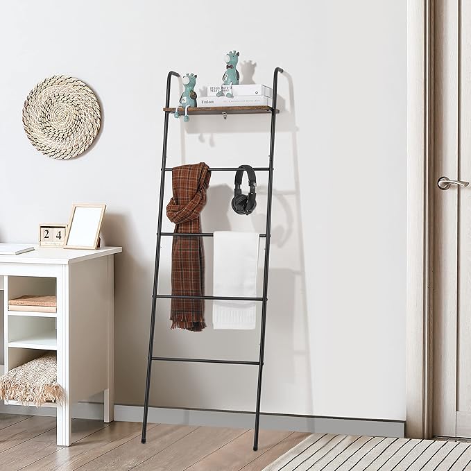 Blanket Ladder 5 Layer Wall-Leaning Blanket Rack with Shelf Decorative Blanket Ladder Shelf Metal Leaning Towel Ladder Rack f