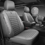 CAR PASS Bling Diamond Gray Leather Car Seat Covers Full Sets Interior Sets, Waterproof Shining Glitter Sparkly Crystal Unive