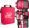 First Aid Kit, Trauma First Aid Kits with Labelled Compartments Molle System, Professional Emergency Kits for Home, Office, C