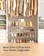 SONGMICS Shoe Rack, 3-Tier Shoe Organizer, Metal Storage Shelf, Upright or Upside Down, for 16-20 Pairs, Stackable, for Entry