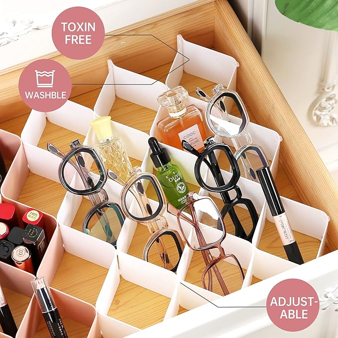 ROUFA Sock Drawer Organizer for Dresser, Honeycomb Underwear Dividers for Women, Panty Separator for Belts, Ties, Small Cloth