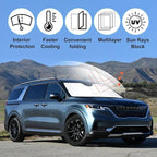Front Windshield Sun Shade Foldable Car Front Window Sun Shade Windshield Shade Custom Fit for Kia Carnival 2022-2026 Block UV Rays Car Accessories Heat Keep Cooler
