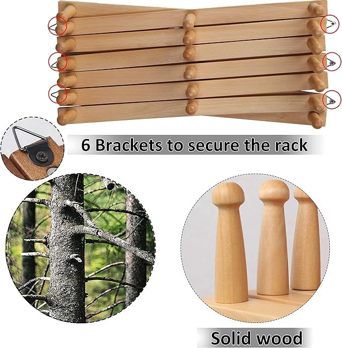 WEBI Accordion Wall Hanger,Expandable Wooden Coat Rack Wall Mounted,Accordion Hat Rack for Wall,Accordion Hook Rack for Hats,