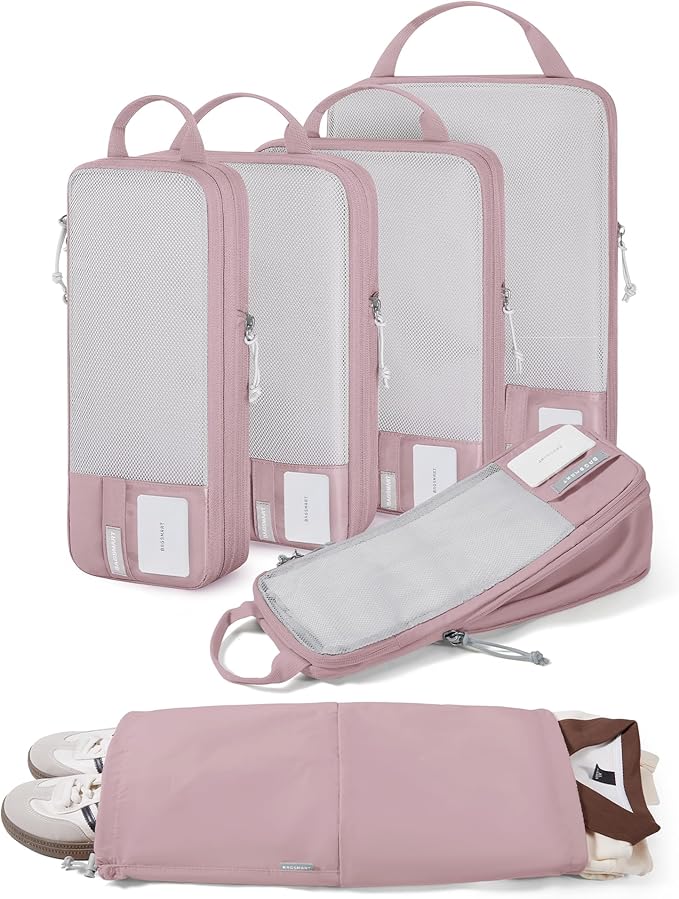 BAGSMART 6 Set /4 Set/2 Set Compression Packing Cubes for Travel, Lightweight Luggage Organizer Bags, Durable Space Saver Bag