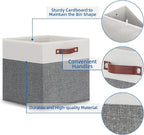 Temary 13x13 Storage Cubes 4 Pack Fabric Cube Storage Bins Large Storage Baskets with Leather Handles, Decorative Storage Box