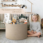 INDRESSME 115L Extra Large Woven Blanket Baskets for Storage, Toy Organizers and Storage Rope Baskets for Boys Girls Kids，Bur