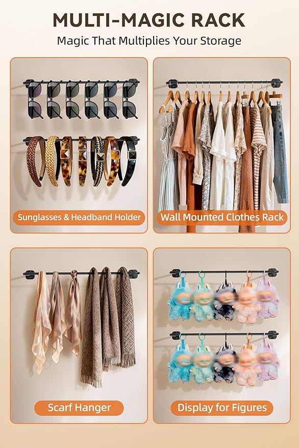 Cowboy Hat Rack for Wall Cowboy Hats Hook with 12 Clips Metal Cowboy Hat Hanger for Bucket Baseball Caps Sunhat Winter Beanie