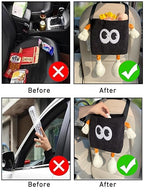 Car Cute 2 in 1 Trash Can with Tissue Holder Box Seat Back Bag Hanging over the Seat Organizer Plush Cartoon Animal Storage Garbage,Black