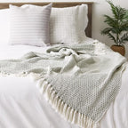 DII Woven Throw Collection 100% Cotton, Basketweave, 50x60, Artichoke Green