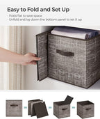 SONGMICS Storage Cubes, 13-Inch Non-Woven Fabric Bins with Double Handles, Set of 6, Closet Organizers for Shelves, Foldable,