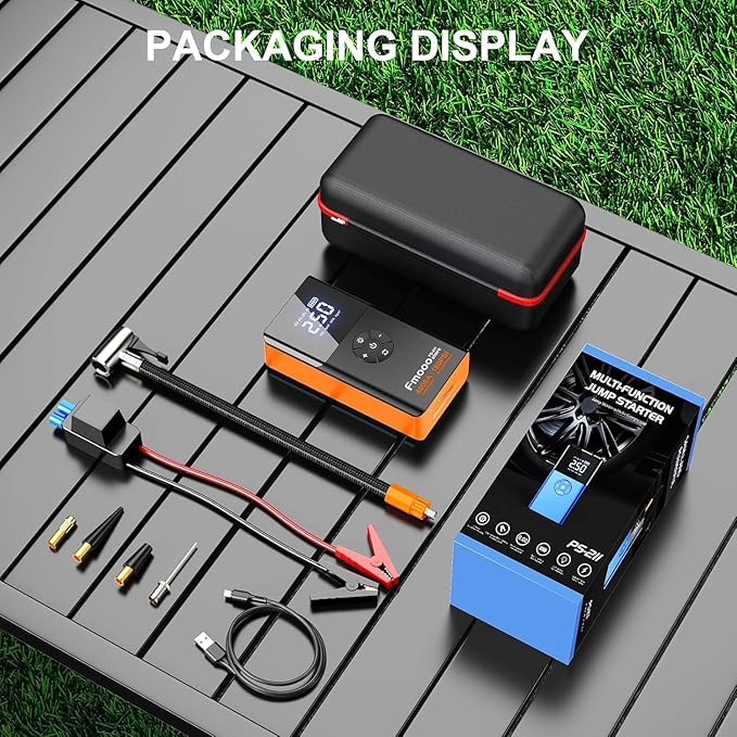 Jump Starter with Air Compressor, 4000A 180PSI, Portable Car Battery Jump Starter (All Gas/12L Diesel) 12V Automobile Jump