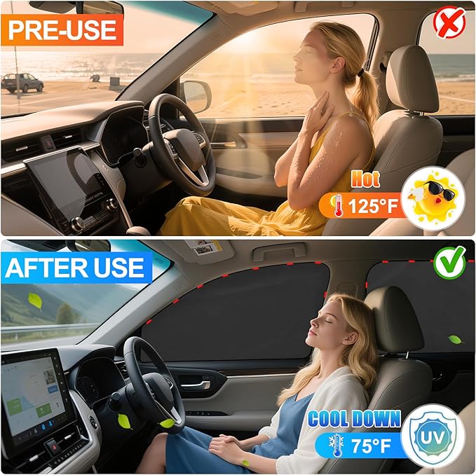 ZATOOTO Car Window Shades for Honda CR-V 2017-2022, 4 Pcs Magnetic Car Window Covers - 100% Block Light Privacy Curtains, Side Window Sun Shade for Baby Breastfeeding, Sleeping, Camping