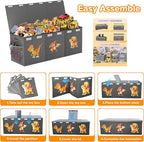 Extra Large Toy Box Chest, Collapsible Sturdy Toy Storage Organizer Boxes Bins Baskets Dinosaur Kids Toy Chest Bin with Lids 