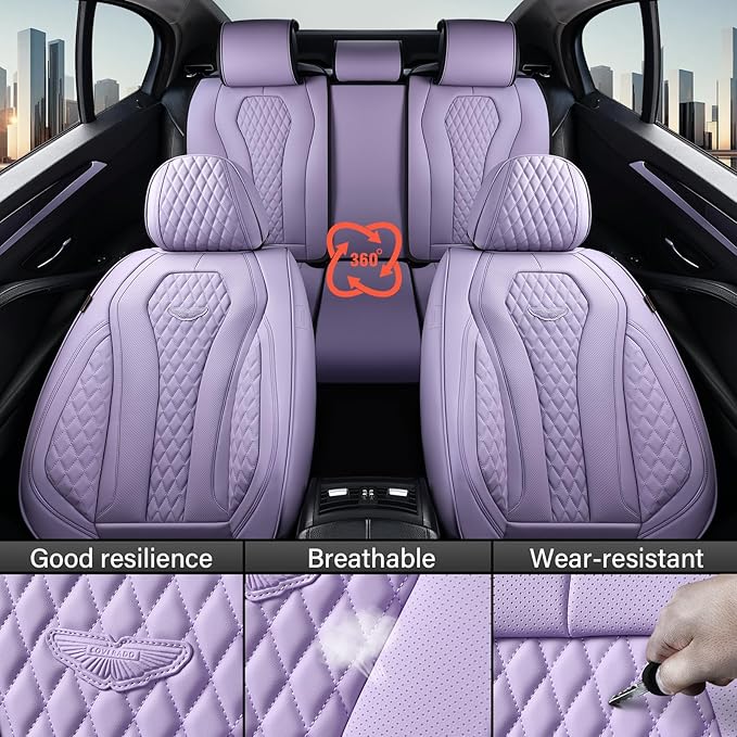 Coverado Car Seat Covers Full Set, Purple Seat Covers, Automotive Car Seat Cover, Car Seat Cushion, Car Seat Covers Front Sea