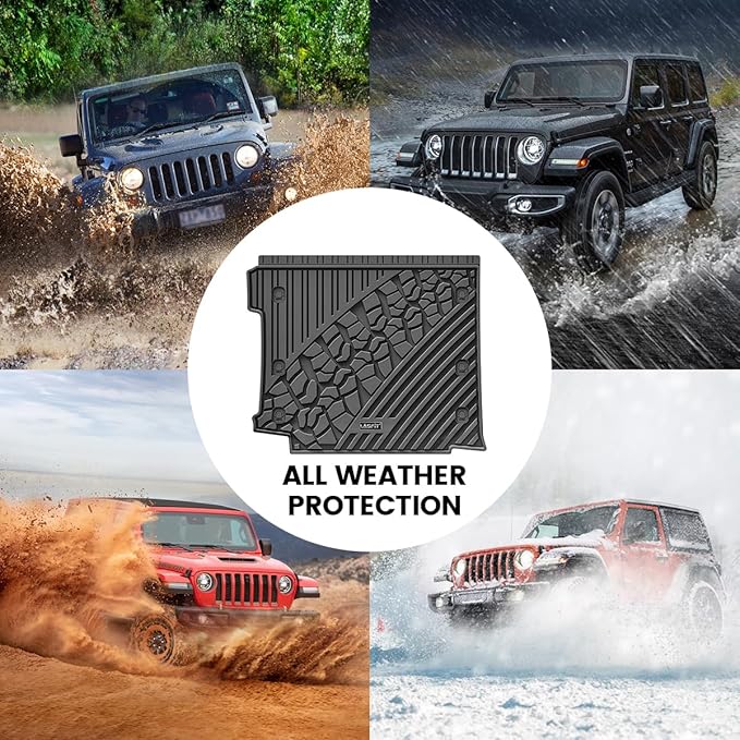 LASFIT Trunk Mat for Jeep Wrangler JL 2018-2025 2026 4 Door Cargo with SUBWOOFER, All Weather TPE Custom Fit Cargo Mat Fit for Flat Load Floor Gas Type, Black (Not for JK/Not PHEV/Not 2-Door)