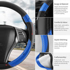 Non-Slip Car Nappa Leather Steering Wheel Cover,Universal Car Accessories Women Men Fit 14" 1/2-15" Suvs/Vans/Sedans/Cars/Tru