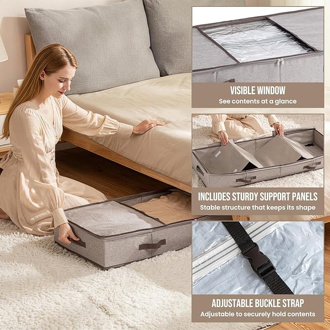 TAILI Under Bed Vacuum Storage Bags for Comforters and Blankets, Save 80% Space, Large Capacity Foldable Cationic Storage Box