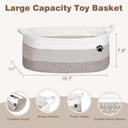 Optish Dog Toy Basket, Toy Box and Bin for Dog Cat Storage, 19.7" X 11" X 7.9" (30L) Large Woven Rope Basket for Blanket Stor