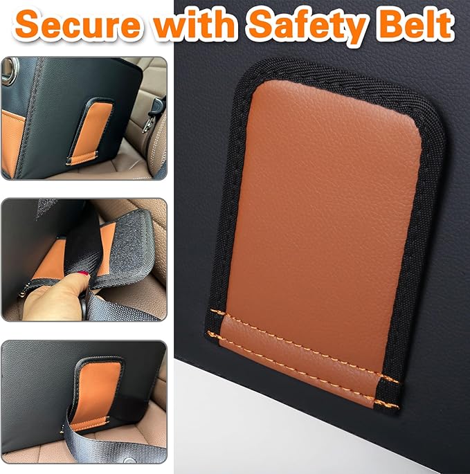 Noaman Car Organizer - 2025 Upgraded Leather Car Storage Organizer for Front Back Seat or Floor with 3 Metal Handles 6