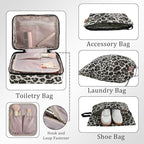 U+U 10 Set Compression Packing Cubes - Ultralight Leopard Travel Organizers with Laundry Bag, Space-Saving Suitcase Organizer