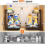 Sevenblue 2 Packs Under Sink Organizer, Height Adjustable 2 Tier Under Kitchen Sink Organizer, Multi-Purpose Storage Shelf fo