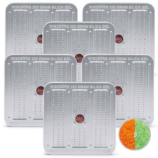200 Gram 6 Pack Gun Safe Dehumidifier, Reusable Silica Gel Dehumidifier, Indicating Silica Gel Desiccant Canister (Orange to