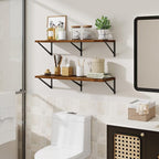 Floating Shelf for Wall,32" WX10 D Wood Floating Shelves with Sturdy Metal Bracket Set of 2,Wall Mounted Hanging Shelf for Ba