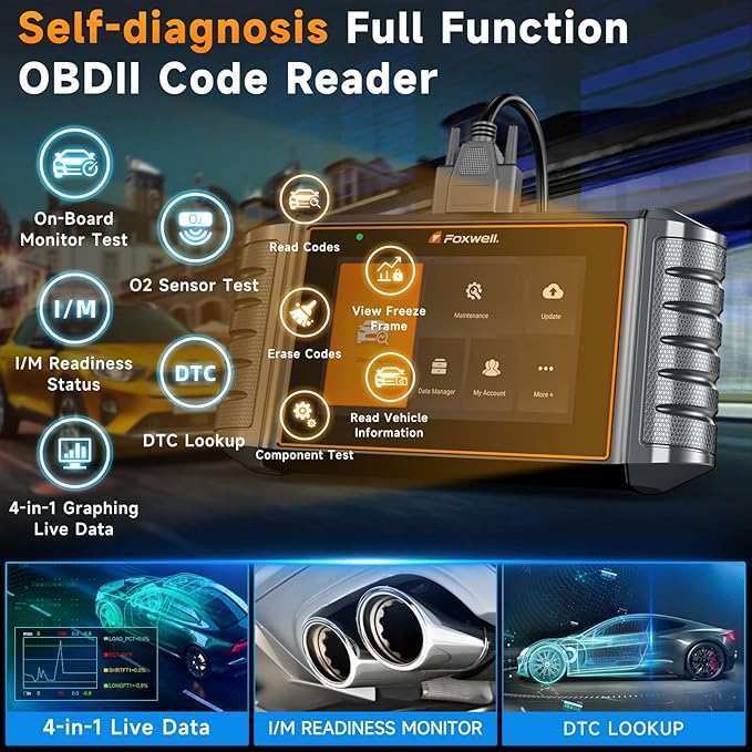 2025 FOXWELL NT716 OBD2 Scanner Bidirectional Control 9+ Resets Scan Tool ABS SRS Transmission Engine Diagnostic Code Reader