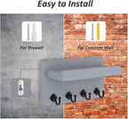 Nekon Key Holder Wall Mount, 8.5 Inch Small Home Decor Wooden Wall Organizer with 4 Hooks and Shelf, Key and Mail Holder for 