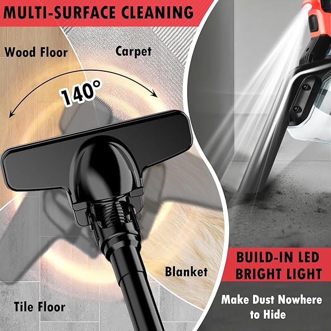 Cordless Vacuum Cleaner for Milwaukee M18 Battery, 5 in 1 Cordless Vacuum with 500W Brushless Motor Max 18000r/Min，50CFM 100A