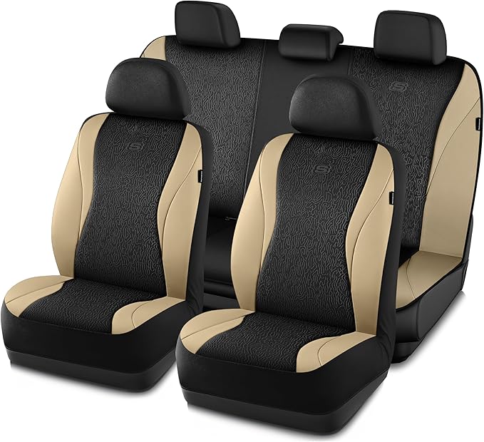 Skechers Car Seat Covers,Leather Seat Covers with GOGA Mat Technology,Waterproof Car Seat Covers Full Sets,Airbag Compatible,
