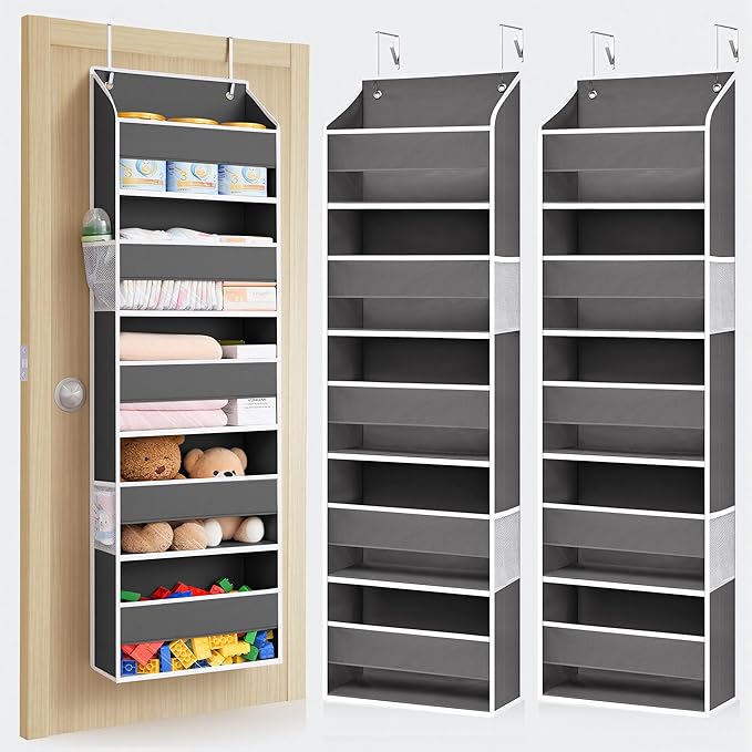 ULG Over-the-Door Organizer 5 Tiers, Large Pocket Hanging Rack with 4 Mesh Side Pockets, Space Saving Closet Door Organizer f