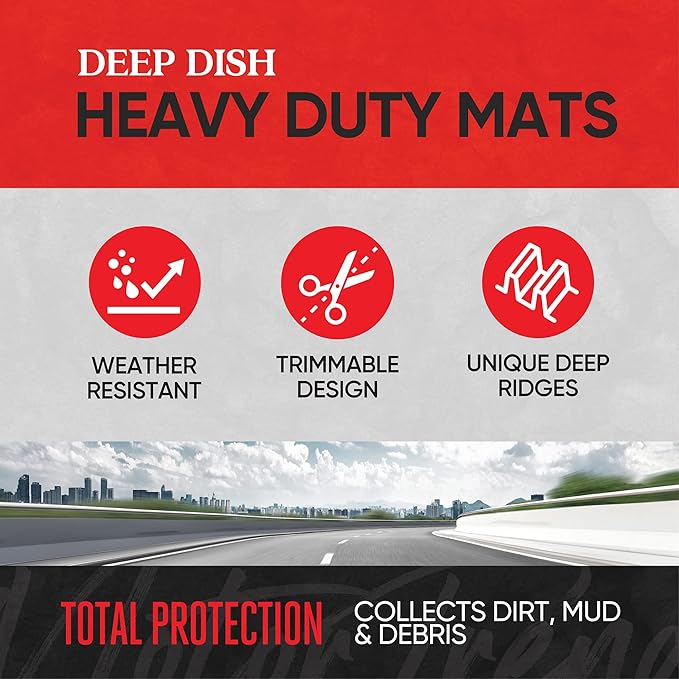 Motor Trend FlexToughXL Floor Mats for Cars Full Set, All-Weather Rubber Automotive Floor Mats, Waterproof Heavy Duty Car Mats, Flexible Floor Liners for Car Truck Van SUV, Car Floor Mats (Black)
