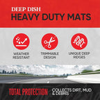 Motor Trend FlexTough Plus-2 Piece Front Car Floor Mats- Black Contour Liners-Deep Dish Heavy Duty Rubber Floor Mats for Car SUV Truck & Van-All Weather Protection, Universal Trim to Fit