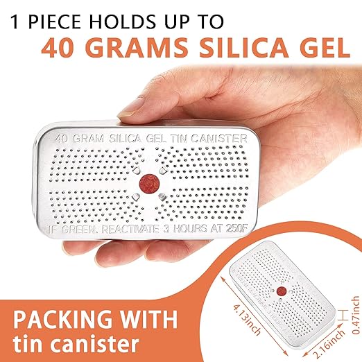 Patelai 5 Pieces 40 Gram Silica Gel Dehumidifier Desiccant Silica Gel Canister Reusable Absorber Orange Desiccant Canisters