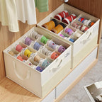 NestOrganix 2 Pack Shoe Organizer for Closet, Large Shoe Box Storage Containers, Foldable Shoe Storage Organizer Box Bin with