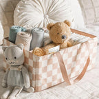 Tiny Twinkle Diaper Caddy Organizer | Foldable Baby Storage Basket with Removable Divider | Waterproof & Mess-Proof Fabric, P