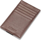 HISCOW Car Sun Visor Card Holder with Elastic Band Fastener - Italian Calfskin (Brown)
