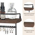 Mkono Hanging Jewelry Organizer Wall Mounted Jewelry Organizer Necklace Holder with Rustic Wood Shelf, Ring Display Box, Ear 